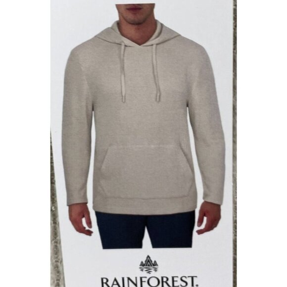 NEW Rainforest Men's M Beige Waffle Knit Hooded Pullover Sweatshirt - Picture 1 of 5